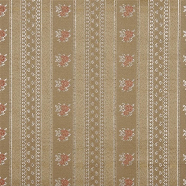 Designer Fabrics 54 in. Wide Gold- White And Red- Floral Striped Brocade Upholstery Fabric D128 - main